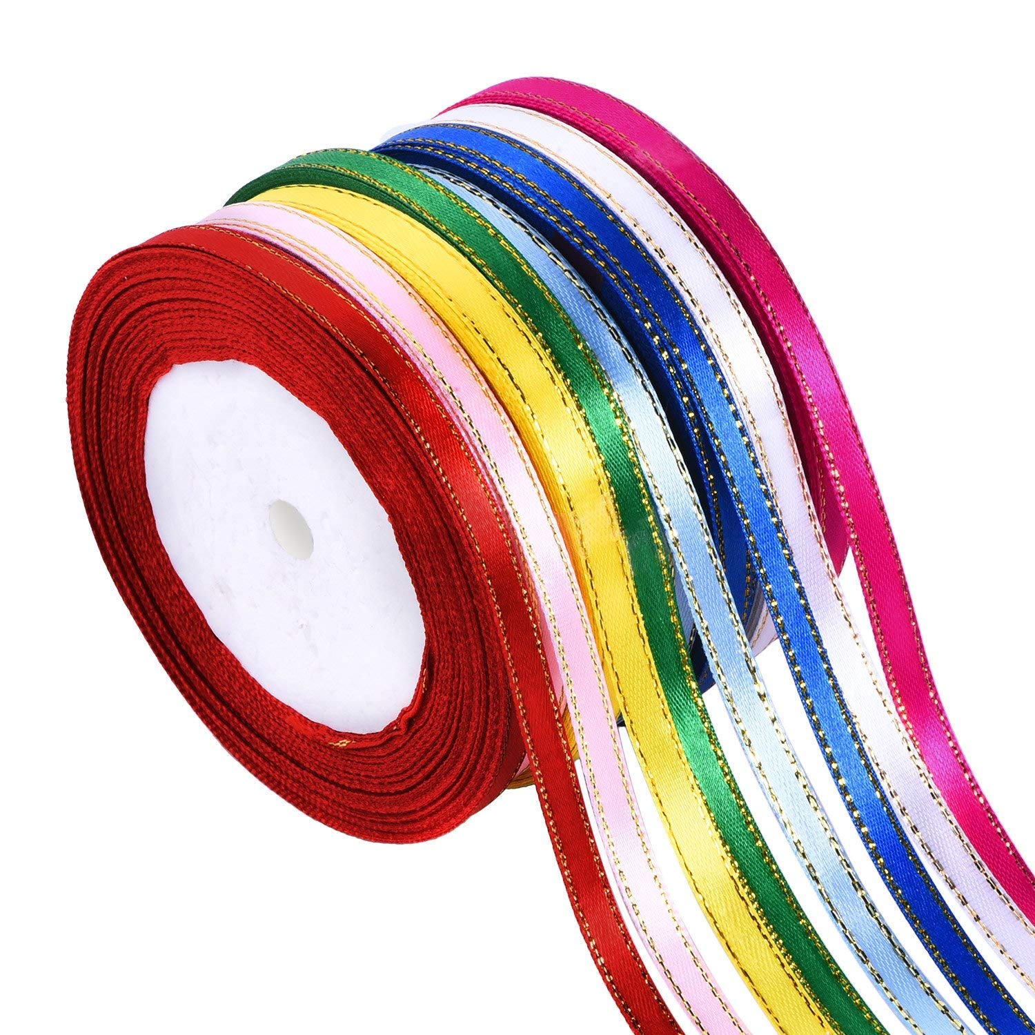 DIY Crafts8 Rolls 1/4 Inch by 25 Yard Satin Ribbon Double Face Ribbon