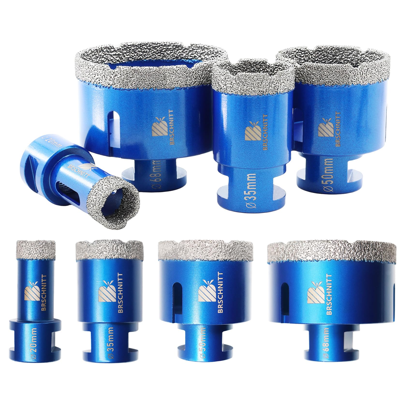 Diamond Core Drill Bit Set for Porcelain Tile Ceramic Marble Granite Drilling,BRSCHNITT 20/35/50/68mm Vacuum Brazed Diamond Hole Saw with M14 Thread