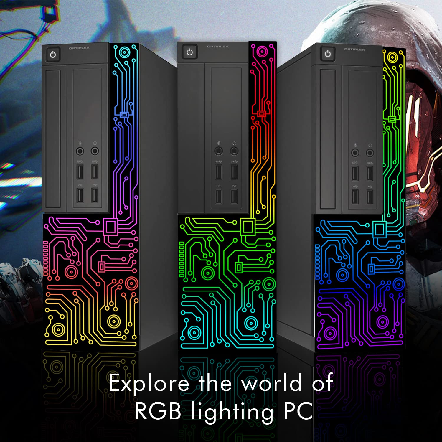 Dell Gaming OptiPlex Desktop RGB Computer PC, Intel Core i5, AMD RX 550 4GB GDDR5, 16GB RAM, 512GB SSD, 24 Inch HDMI Monitor, RGB Keyboard Mouse and Headset, WiFi, Windows 11 Pro (Renewed)