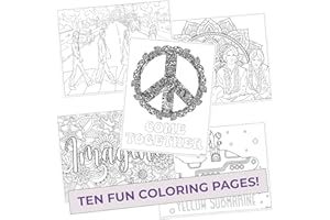 Pun Labs Beatles-Inspired Coloring Pages Set of 10 with 8.5” x 11” Standard Size – Ideal for Adults & Kids, Suitable for Pencils, Markers No-Bleed & Teen Coloring Books – Great Gift for Beatles Fans