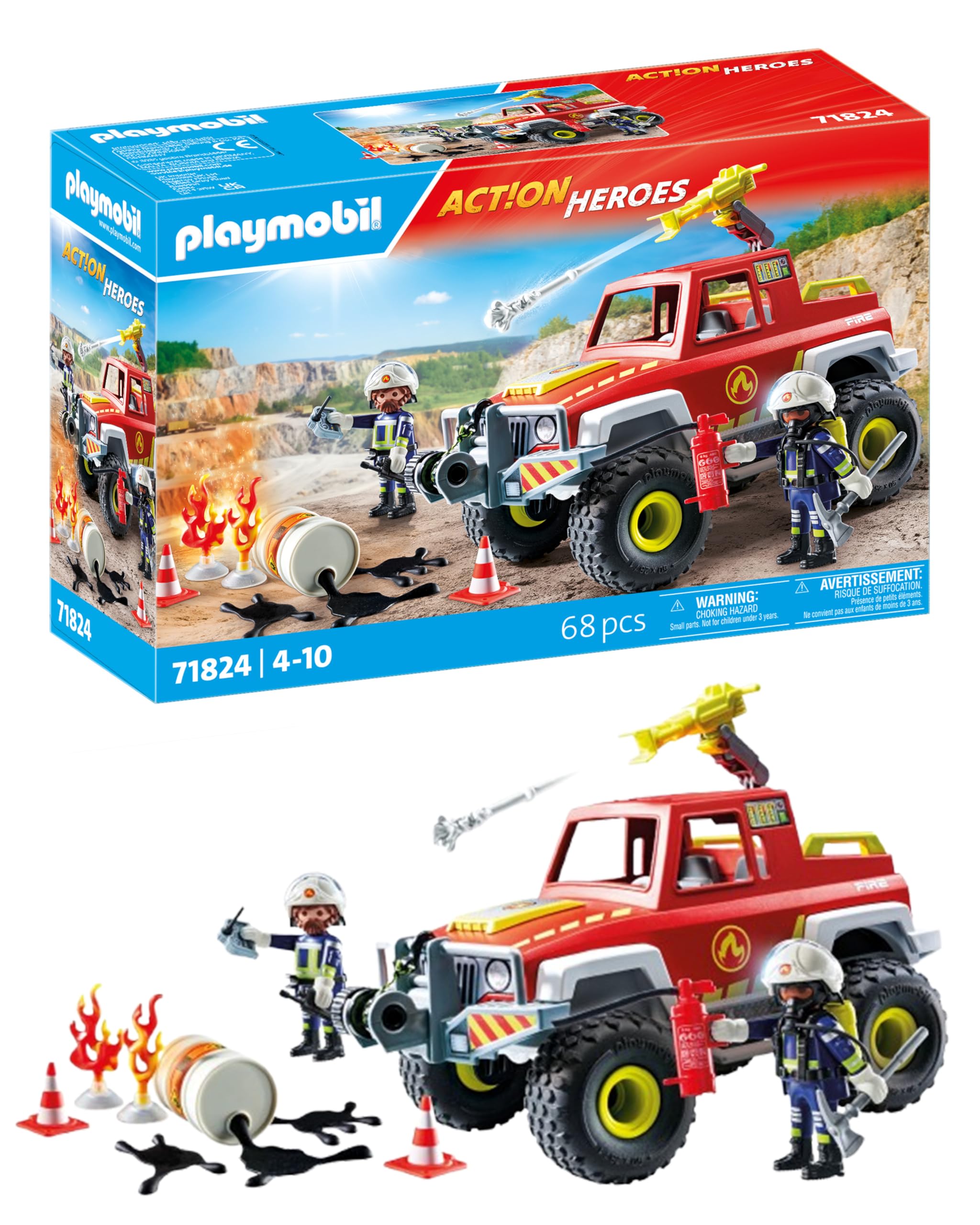 PLAYMOBIL | Action Heroes | Feuerwehrtruck | Feuerwehrauto | Spielzeugauto | Spielzeug für Kinder ab 4 Jahren | 71824