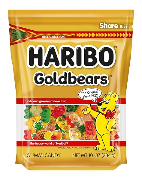 HARIBO GOLDBEARS, GUMMI CANDY, 10 OZ RESEALABLE BAG,...