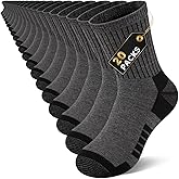 LITERRA 20 Pairs Boys Crew Socks - Black White Gray Bulk Pack, Breathable Athletic Casual Socks for Kids 4-12 Years