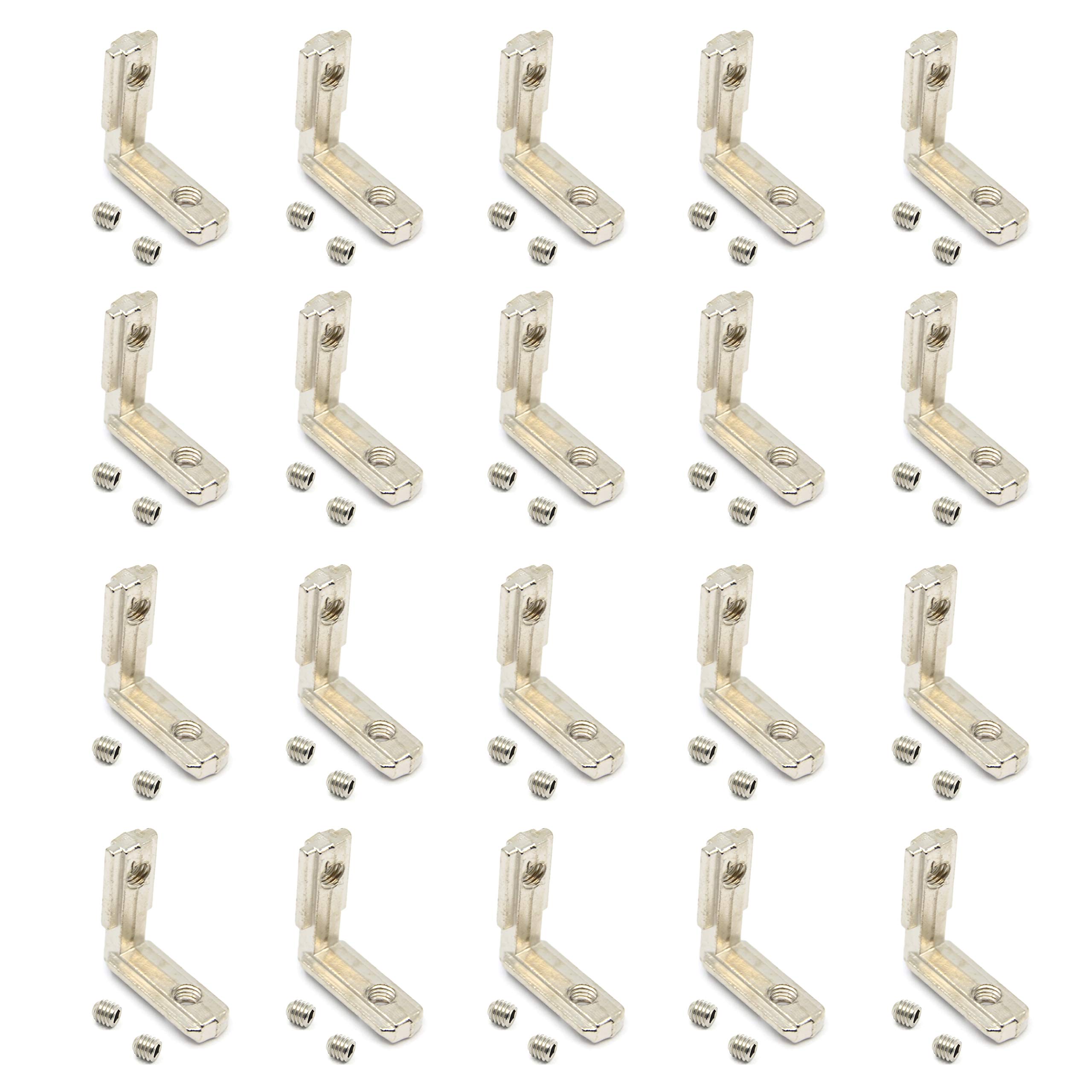 Befenybay 20PCS L Model 90 Degree Interior Inside Corner Connector Joint Bracket with Screws for 6mm T Shape Aluminum Extrusion Profile 2020 Series โ image 1