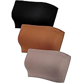 HESTYA Women's Strapless Bralette Bra Seamless Bandeau Soft Stretchy Non-Padded Bandeau Tube Top Sport Bra, 3 Pieces