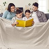 PHF 100% Cotton Waffle Blanket Oversized King 120"x120", Lightweight Breathable Extra Large 10'x10' Blankets for Bed, Giant Big Luxury Aesthetic Woven Bedding for Home Decor, Light Taupe/Oatmeal