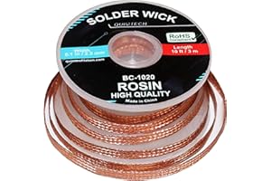 QUIMTECH (3pcs) Solder Wick Braid Copper Wire with flux 10 ft.(3M) Length X 2.5mm Width I Desoldering Wick I Solder Sucker I Solder Remover I Soldering Iron I Solder Braid for Circuit Board