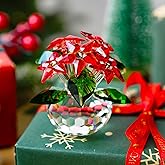 H&D HYALINE & DORA Crystal Poinsettia Figurines Ornament Home Decoration Collection (Red 6pcs Flower)