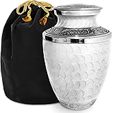 Everlight Memorials Large Adult Cremation Urn for Human Ashes – Elegant White Reflections, Decorative Funeral & Burial Memorial for Men & Women
