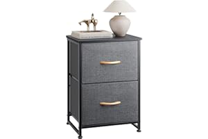 Nicehill Nightstand for Bedroom with Drawers, Small Dresser, Bedside Furniture, Night Stand End Table with Storage Drawers for Bedroom, Dark Grey