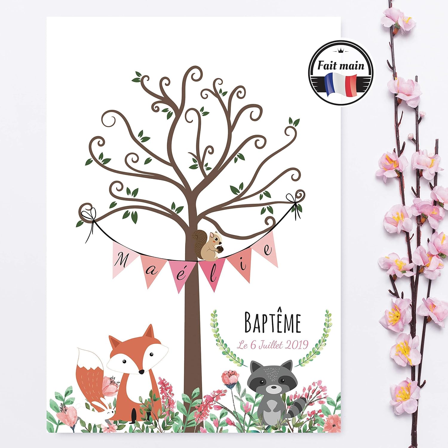Arbre A Empreintes Pour Bapteme Et Anniversaire Pour Enfant Format Ou A3 Theme Koala Eucalyptus Produits Handmade Bebe Et Puericulture
