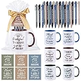 Baderke 6 Set Employee Appreciation Gifts Include Thank You Staff Mug Gift Set 12 oz Appreciation Mugs Inspirational Pens Tags for Employee Staff Team Group (Blue Green Brown,Classic)