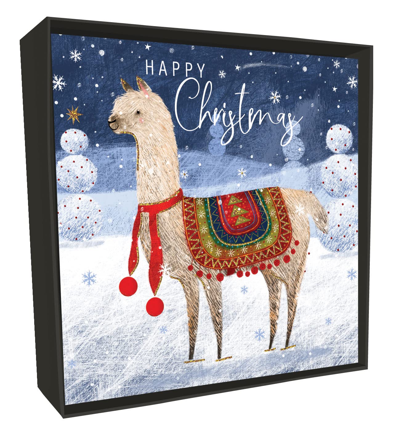 Box of 6 Llama In The Snow Luxury Hand-Finished Christmas Cards Card Boxes XLSB038