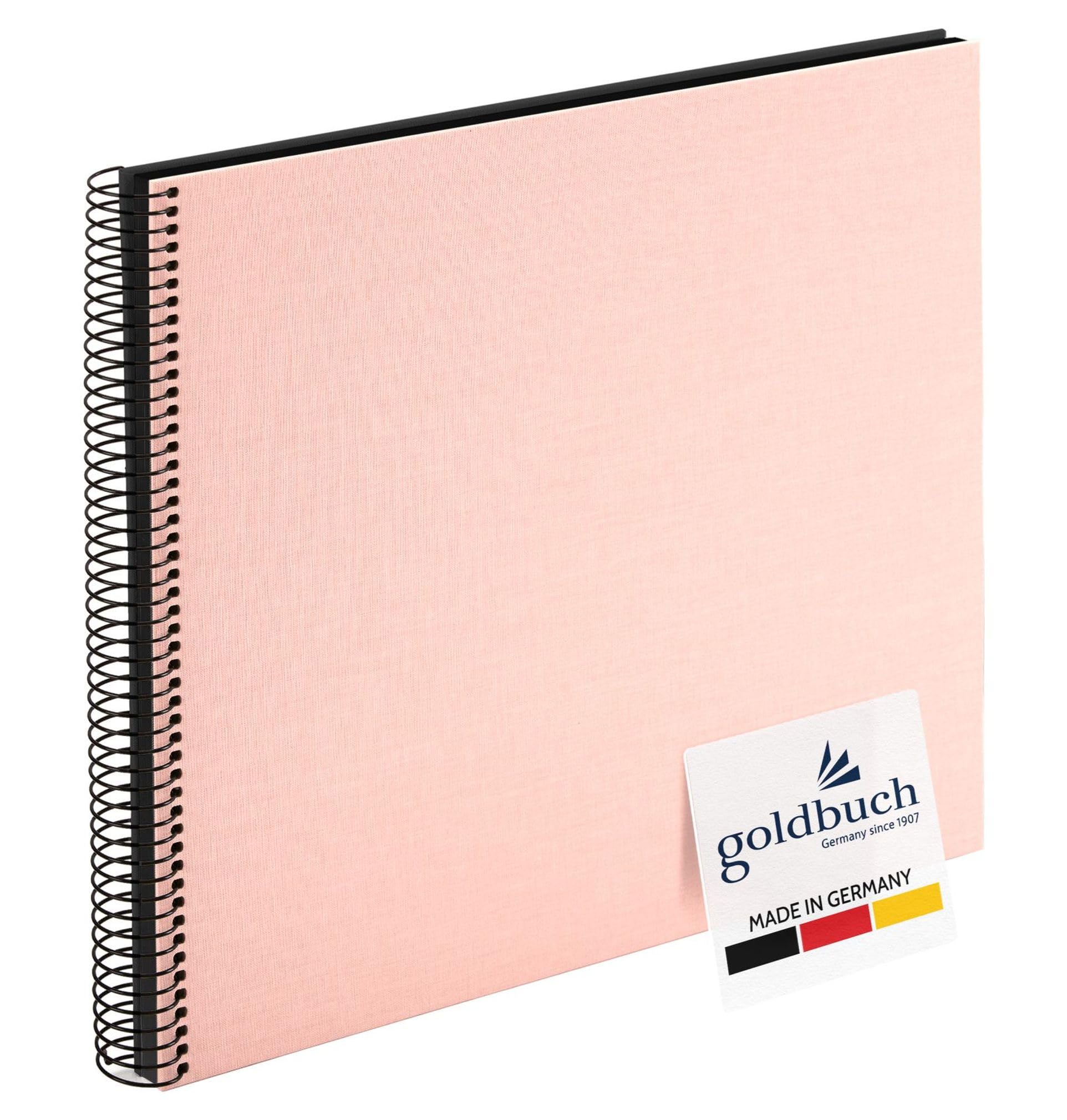 goldbuch Bella Vista 25 522 Spiral Photo Album 35 x 30 x 1.5 cm Spiral Diameter 2.8 cm Photo Album 40 Black Pages Linen Front Cover Photo Book for Pictures and Photos for Glue-In Rose