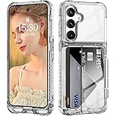 ACANDYA for Samsung Galaxy S25 Case Wallet Clear with Card Holder Protective Shockproof Anti-Scratch Anti-Yellow Heavy Duty Protection Cover for Samsung Galaxy S25 6.2 inch Transparent
