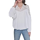 Karl Lagerfeld Womens Long Sleeve Lace Elegant Capsule Collection Blouse