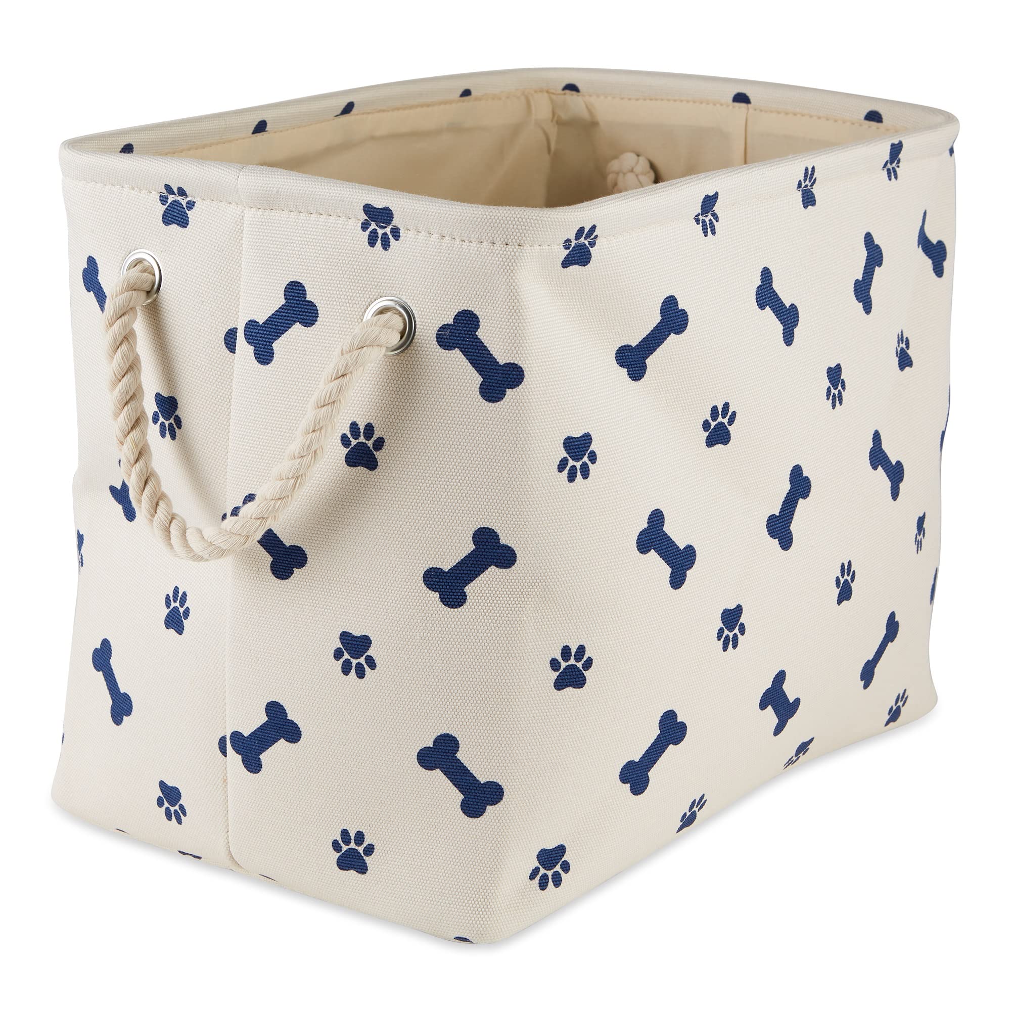Bone Dry Pet Storage Collection Paw and Bone Print, Small Rectangle, 14x8x9", Nautical Blue — image 1