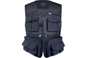 TWENPHYO Versatile Men's Summer Vest for Fishing, Travel, Outdoor Work, Safari and Photography with Multiple Pockets