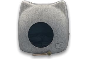 ZENHOBBY Cat Beds for Indoor Cats, Cat House, Cat Hideaway, Cat Condo for Large Cats, Cat Treats Cat Toys Gift Inside, Cat Hideaway Cave in Light Grey