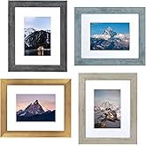 KAIWIN Premium 8x10 Picture Frames Set of 4, Rustic Photo Frame 5x7 with Mat, Multicolor Frames Great for Gift, Wall Mounting & Tabletop Display