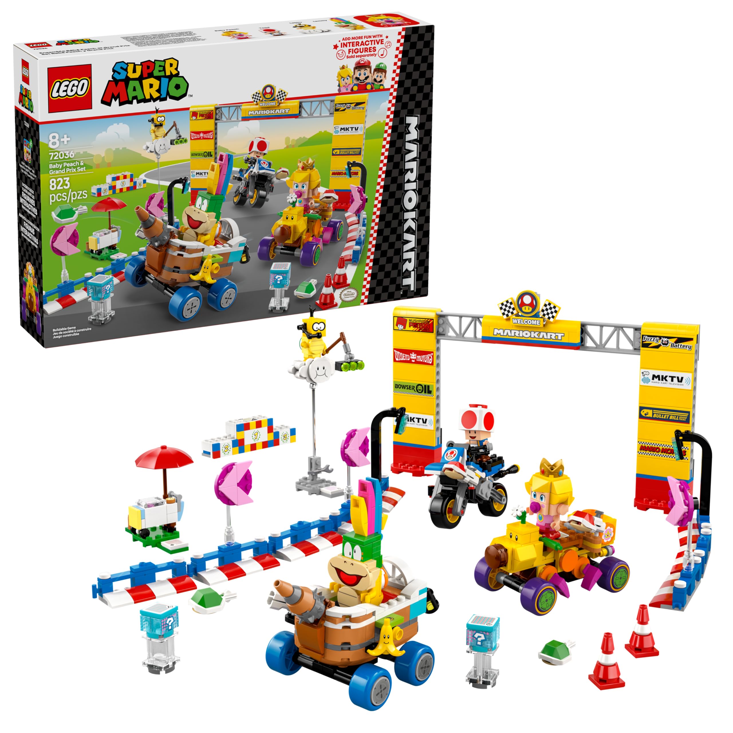 Photo 1 of LEGO Super Mario: Mario Kart Baby Peach & Grand Prix Set Home Circuit - Nintendo Toy Building Set for Kids, Girls and Boys, Ages 8+ - Collectible Mario Kart Toy - Gift Idea for Birthdays - 72036