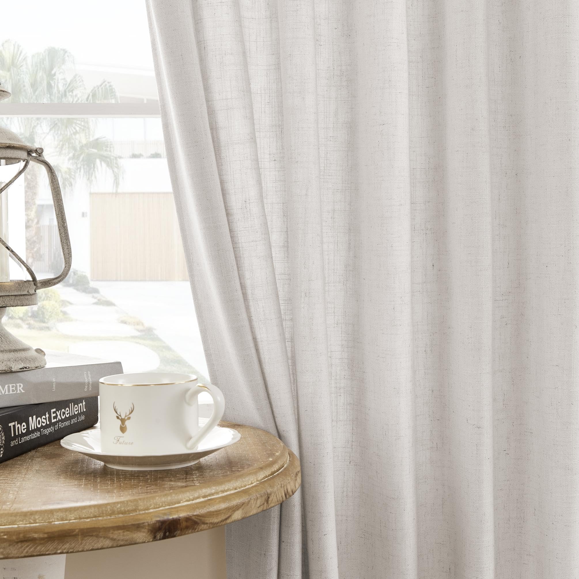 Joydeco Linen Curtains for Living Room,Light