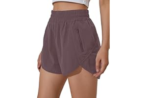 BMJL Women's Running Shorts Elastic High Waisted with Pockets, 2.5" Sporty Workout Quick Dry Athletic Shorts