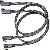 AAOTOKK 2Pack 90 Degree Type C3.1 Monitor Cable Left Angle Type C 3.1 USB Male to Right Angle Type C 3.1 Male Audio 4K@60Hz Video Connector Cable,Compatible Samsung S10,MacBook Type-C Device(0.6M-M/M)