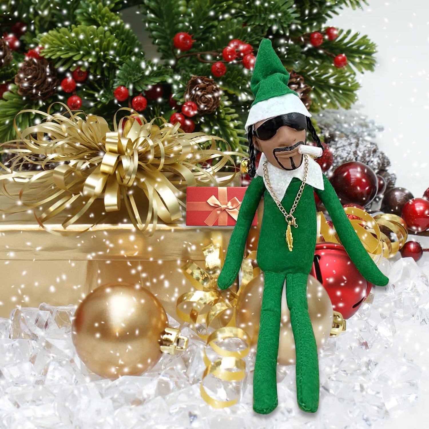 Tree Toppers - Christmas Elf Doll,for Home Garden Decoration Holiday Halloween Toy 11.8in/30cm (A)