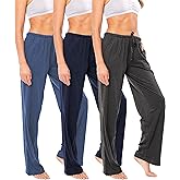Sexy Basics Women's Soft Flex 100% Cotton Knit Pajama Pants | Lounge Sleep Bottoms | Drawstring & Pockets| Multi Packs