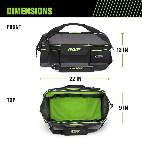 AWP TRAPJAW TOOL BAG 22 INCH | WIDE-OPEN EASY ACCESS TOOL BAG WITH MOLDED FEET BASE & ADJUSTABLE SHOULDER STRAP