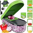 Fullstar Vegetable Chopper, Mandoline Slicer - Cheese Grater, Food Chopper with Container, Kitchen Gadgets, Home Essentials (6-in-1, Gray/Green)