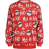 SightYoung Men Ugly Christmas Sweatshirts,Santa Claus Christmas Sweatshirt for Men Women,Funny Graphic Long Sleeve Crewneck Sweatshirts,Red,L