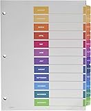 Avery Ready Index Table of Contents Dividers,  12-Tab, January - December,  1 Set (11127)