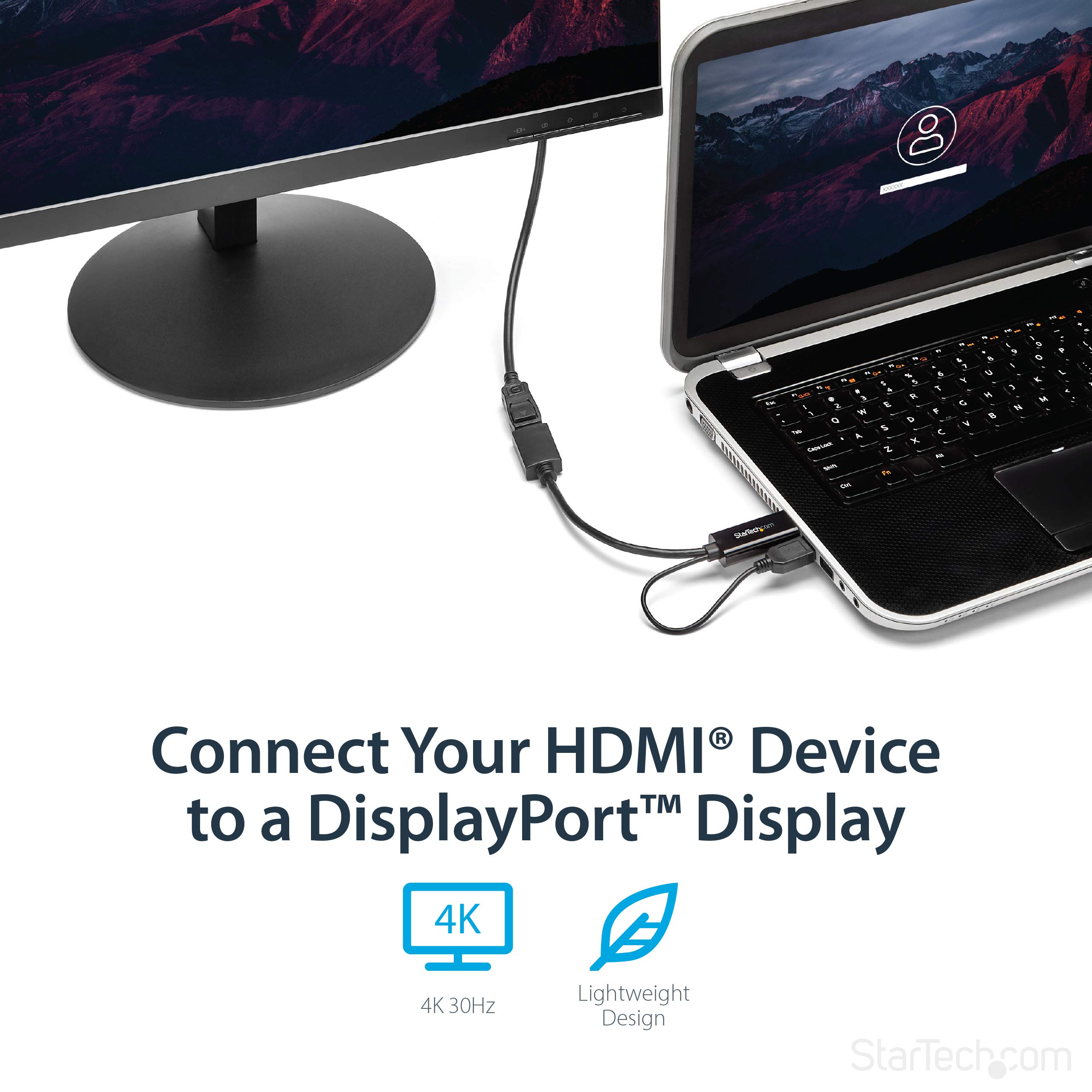 4K 30Hz HDMI to DisplayPort Video Adapter w/ USB Power 6