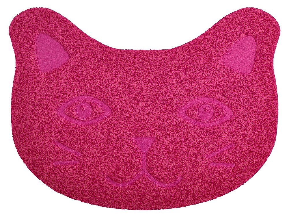 DM Small Cat Litter Tray Debris Catcher Mat,Kitty Scatter Control Rug, 40 * 30 cm,4 Colours Available (Rose Red)