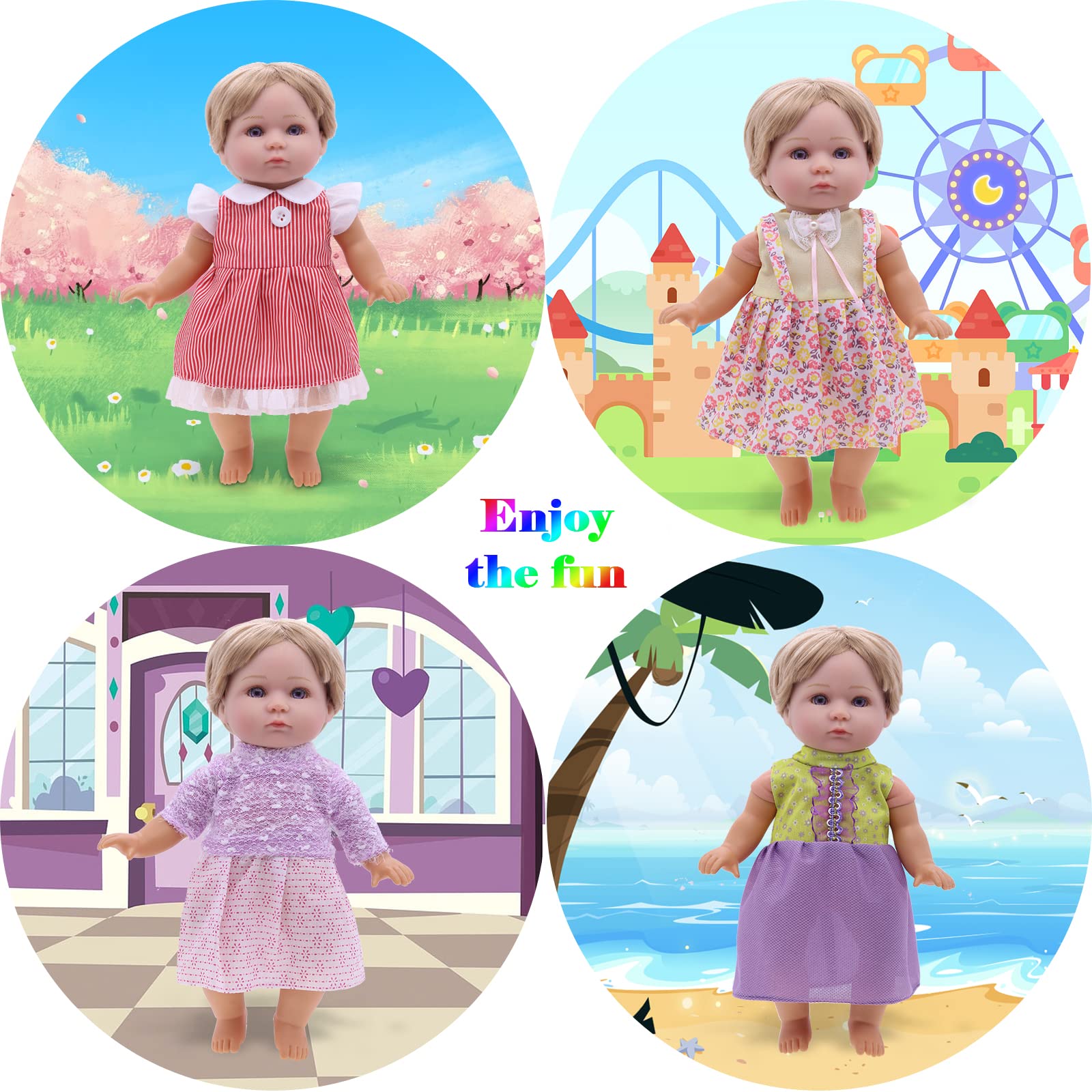 Alive Baby Doll Clothes and Accessories - 12 Sets Girl Doll Princess Dress for 12-14 Inch Dolls - Cute Outfits for Little Girls' Christmas & Birthday