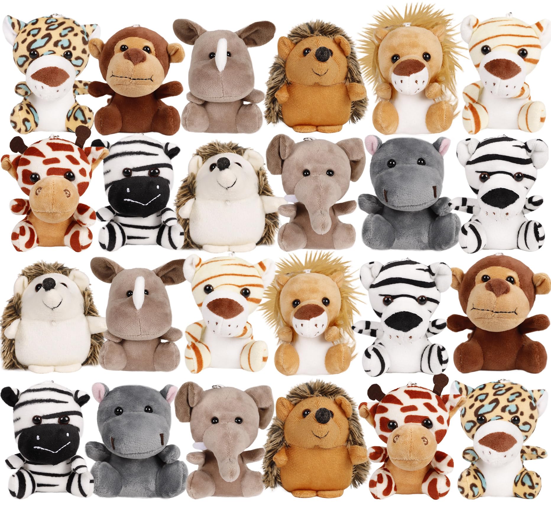 Spoilu Small Stuffed Animals Bulk, 24 Pieces Cute Plushies, 4.5 Inch Mini Forest Animal Plush Toys, Party Favors, Stocking Stuffers for Kids, Baby Shower Decorations