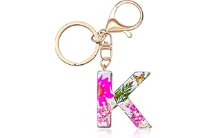 THE FRIGG Initial Letter Butterfly Flower Pink Keychain Birthday gifts for Women Girl Backpack Wallet Car Key Cute Bling Keychain