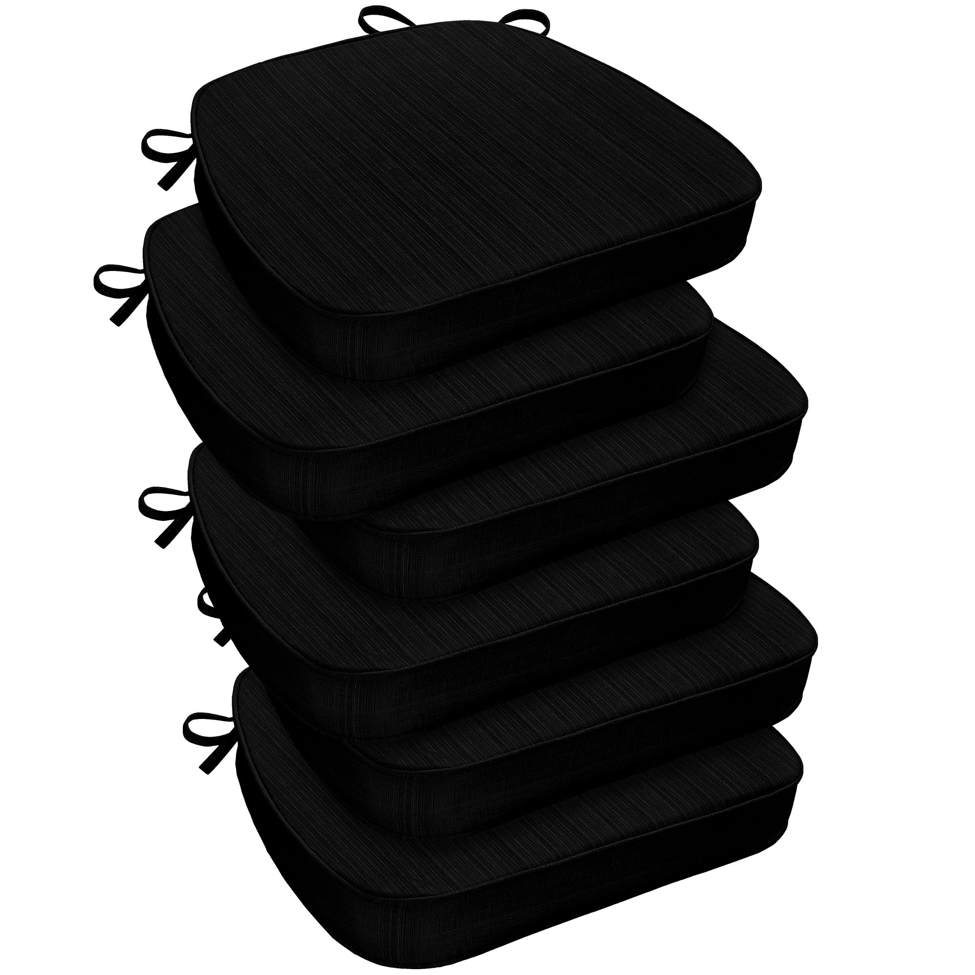 Photo 1 of downluxe Chair Cushions for Dining Chairs, Waterproof Kitchen Chair Pads, Non-Slip Dining Seat Cushion with Ties, 17" x 16" x 2.5", Black, 6 Pack