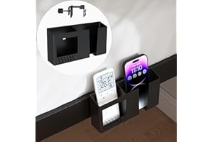 SHLAND 2 Pack Bedside Caddy Organizer, Plastic Bunk Bed Shelf, Multipurpose Storage Box Bedside Rack for Phone, Remote Control, Glasses