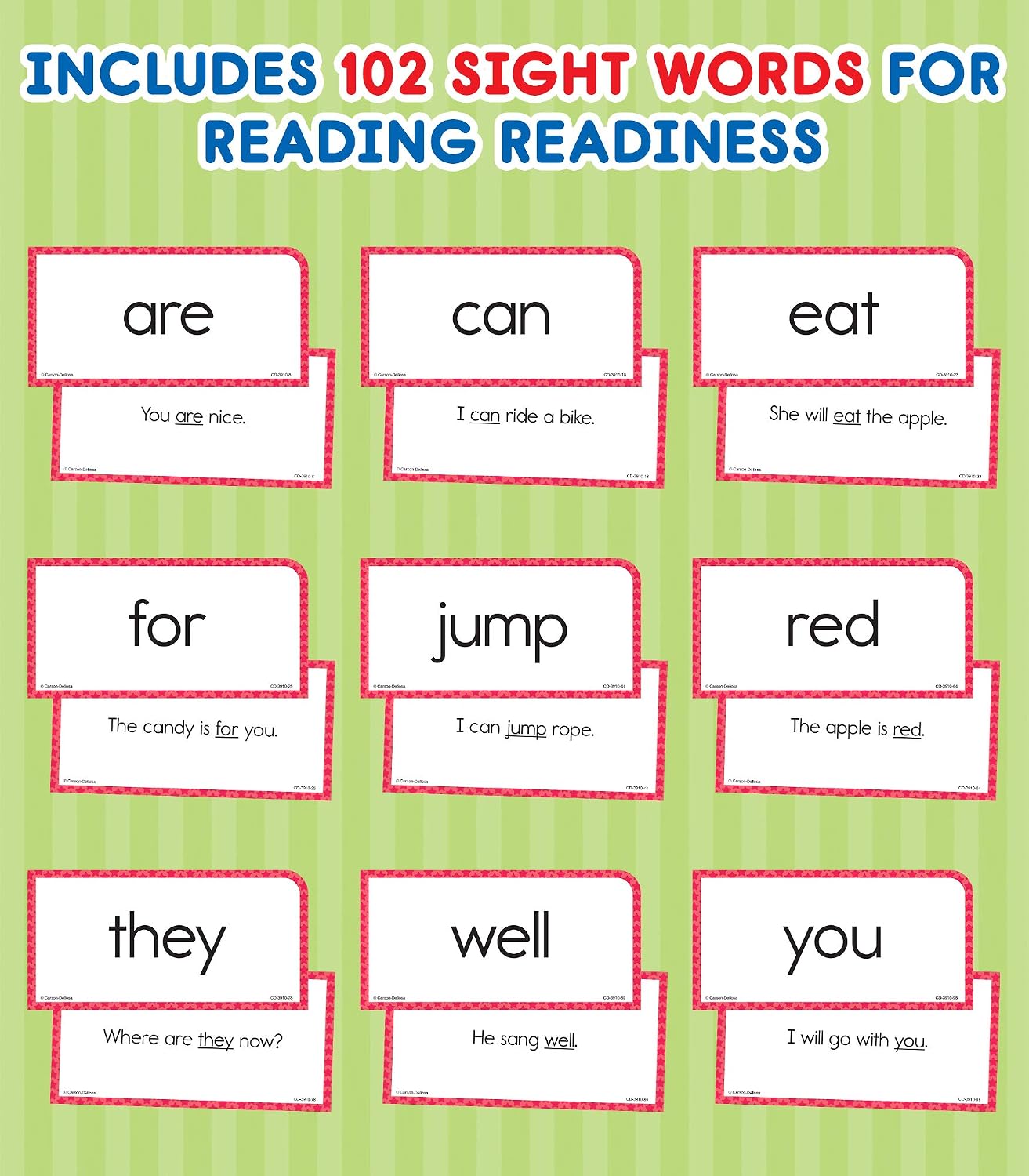 Carson Dellosa Basic Sight Words Flash Cards—Double-Sided, Grades 1-3 ...