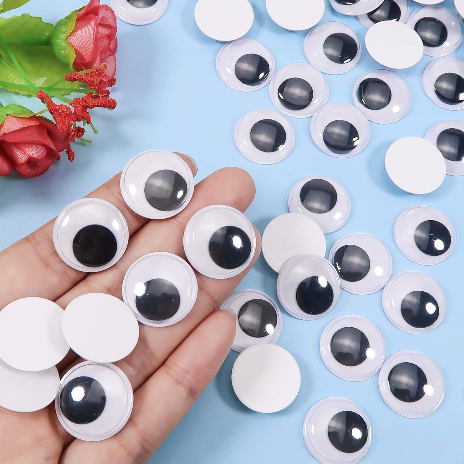 TOAOB 100pcs Wiggle Googly Eyes with Self Adhesive Round Black White Sticky Wobbly Eyes Plastic Craft Eyes 20mm for DIY Scrapbooking Crafts - Image 4
