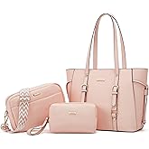 Women Fashion Synthetic Leather Handbags Tote Bag Shoulder Bag Top Handle Satchel Purse Set 4pcs