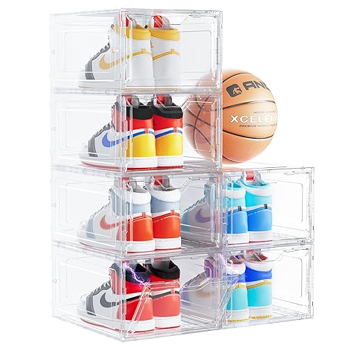 Plastic Shoe Rack Sneaker Storage Box Amazon 12 Packs Clear