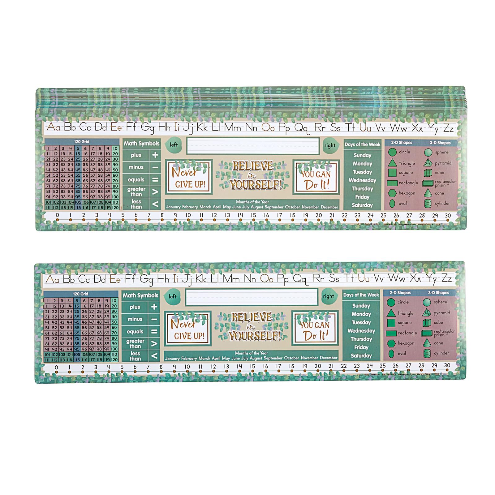 Really Good Stuff Eucalyptus Self-Adhesive Vinyl Desktop Helpers - Set of 24 - Primary Image