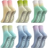 Jspupifip 6 Pairs Non Slip Yoga Socks for Women, Gradient Pilates Socks with Grips for Yoga Ballet Dance Workout Home Hospital