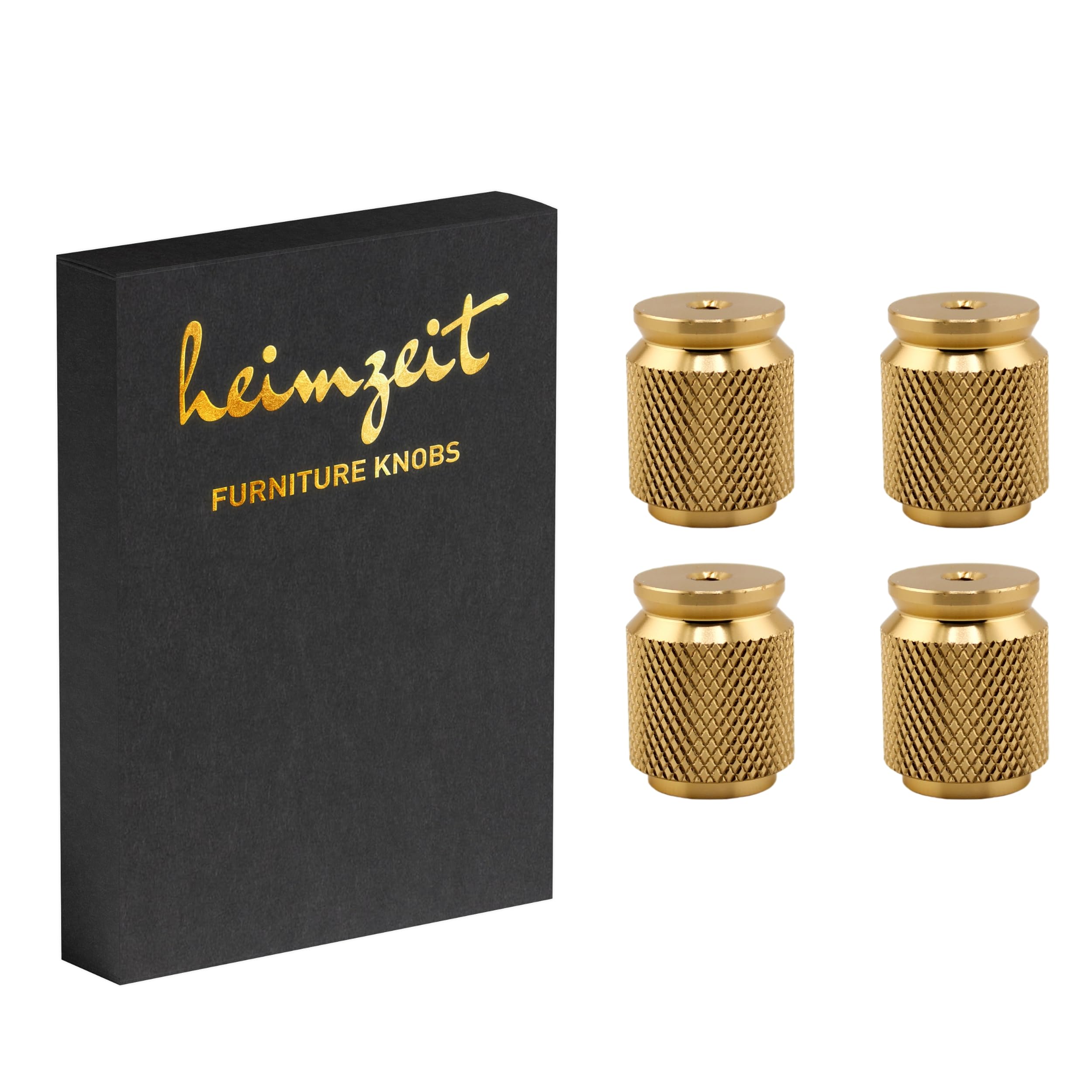 heimzeit Cabinet Knobs Core for Doors, Drawers, and Dressers Made of Aluminium [4 Pieces, Round] Color: Gold, Stylish Design, Furniture Knobs with Single Hole Grip and Screws