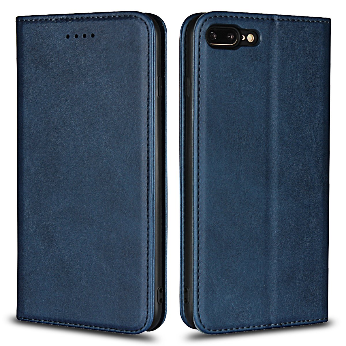 Copmob Case for iPhone 7 Plus/8 Plus, Leather Flip Wallet Case [3 Slots] [Stand Function] [Magnetic Closure] Flip Case Cover for iPhone 7 Plus/8 Plus – Navy Blue