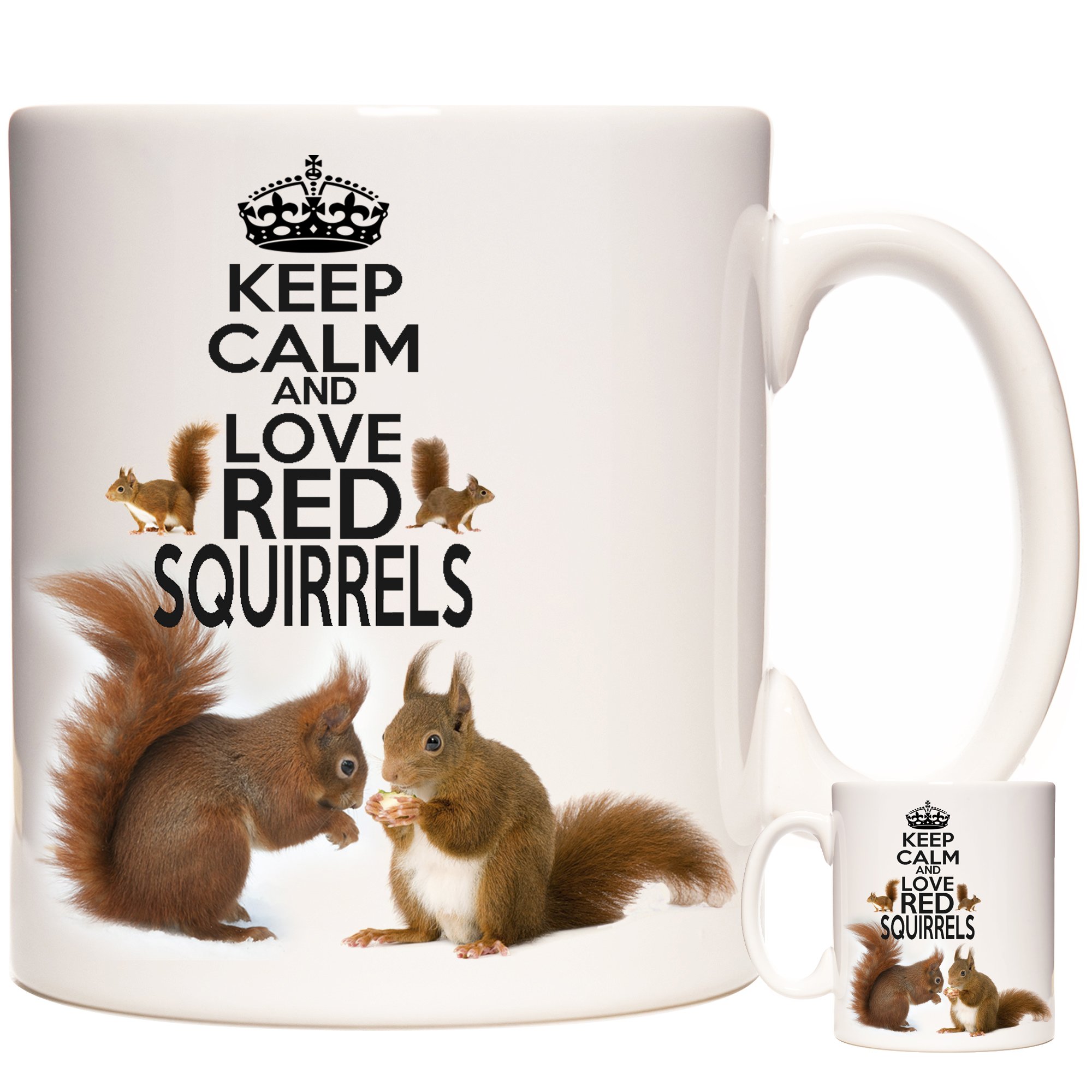 KAZMUGZ Red Squirrel Mug, Keep Calm and Love Red Squirrels. 11OZ Ceramic Mug with Images of Squirrels. Squirrel Gift.